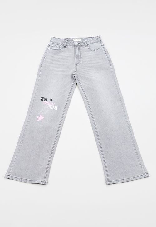 Jeans Niña Teen Strass Gris