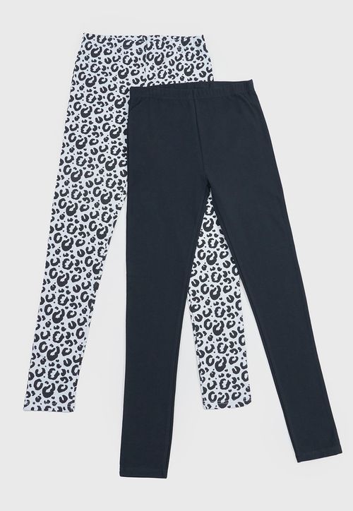 Calza Niña Teen Bipack Solida + Full Print Gris