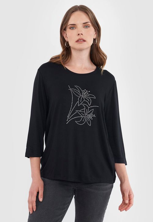 Polera Mujer Manga Larga Print Negro