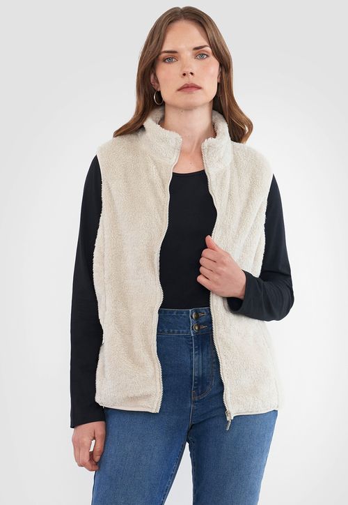 Polerón Mujer Coral Sin Mangas Color Beige