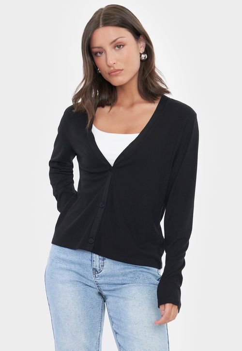 Sweater Mujer Cárdigan Negro