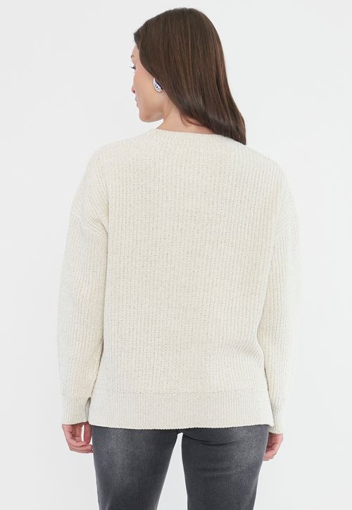 Sweater Mujer Chenille Lurex Ecru