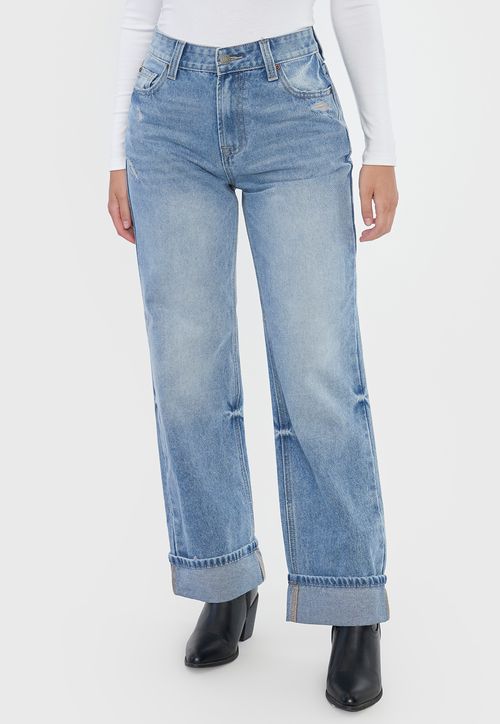 Jeans Mujer Straight Fit Full Lengh Azul