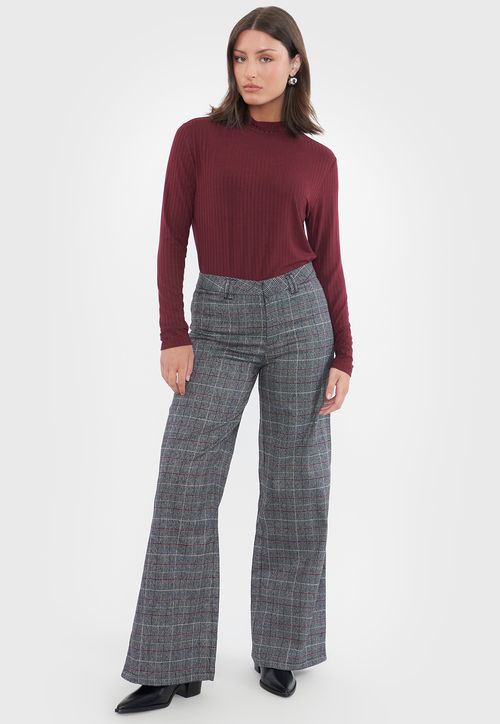 Pantalón Mujer Sastrero Gris Checks