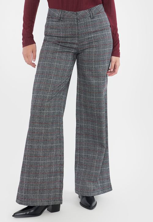 Pantalón Mujer Sastrero Gris Checks