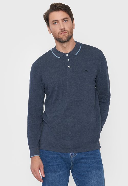 Polera Hombre Polo Piqué M/L Color Azul