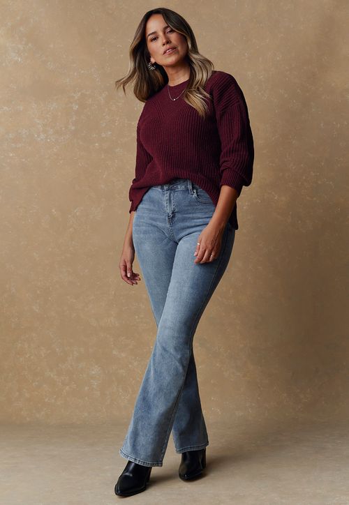 Sweater Mujer Chenille Lurex Burdeo
