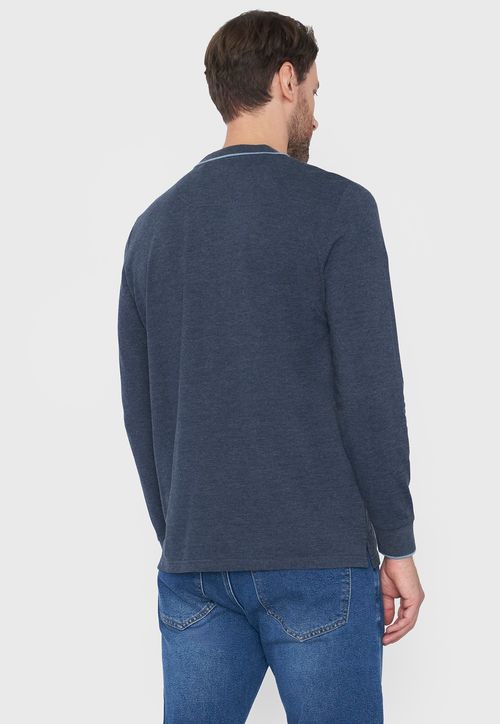 Polera Hombre Polo Piqué M/L Color Azul