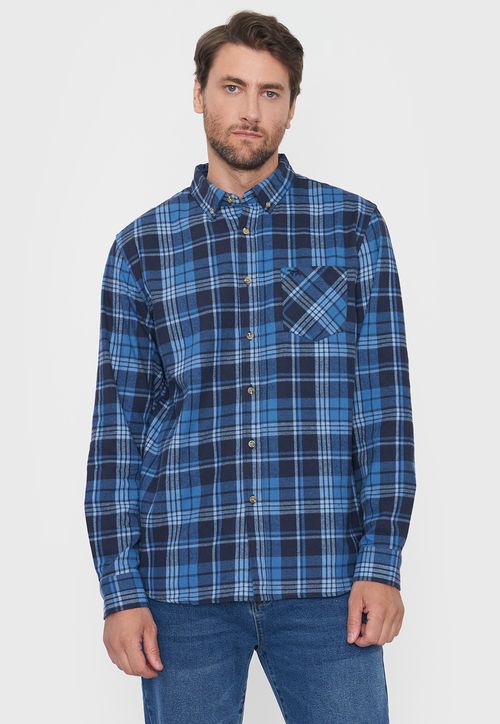 Camisa Hombre Franela Azul
