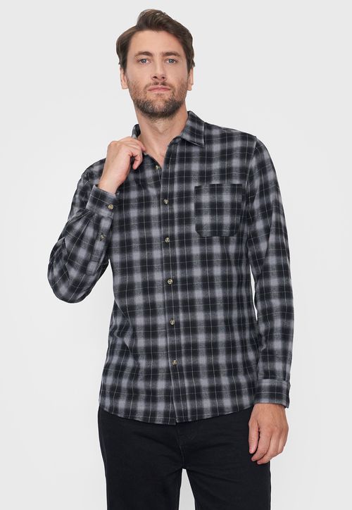 Camisa Hombre Franela Color Negro