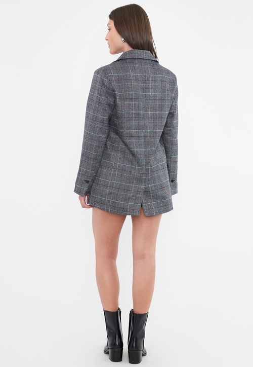 Blazer Mujer Punk Gris Checks
