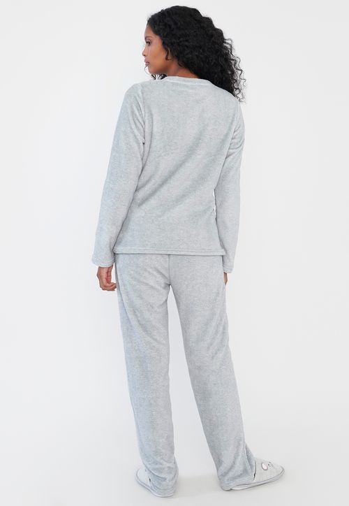 Pijama Mujer Coral Print Gris
