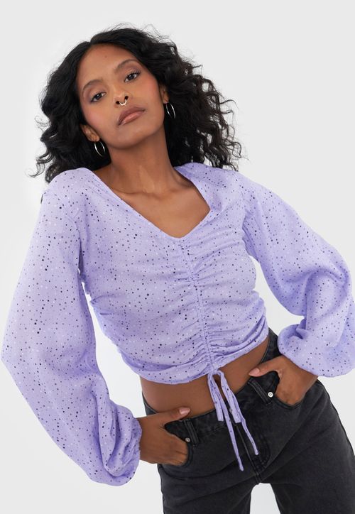 Blusa Mujer Manga Globo Print Lila