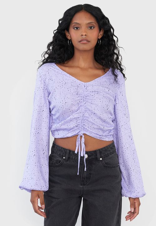 Blusa Mujer Manga Globo Print Lila