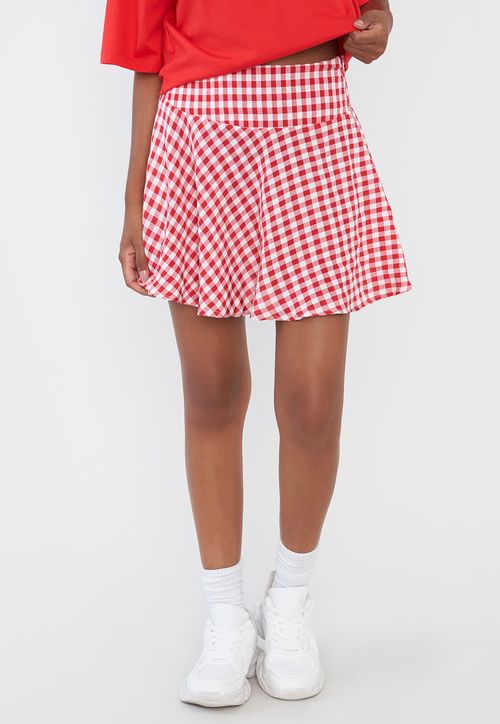 Falda Mujer Vichy Rojo