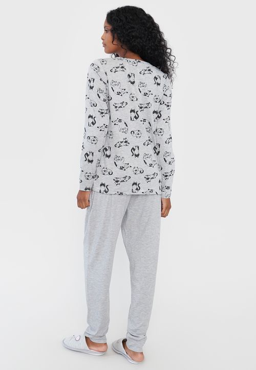 Pijama Mujer Aplicación Gris