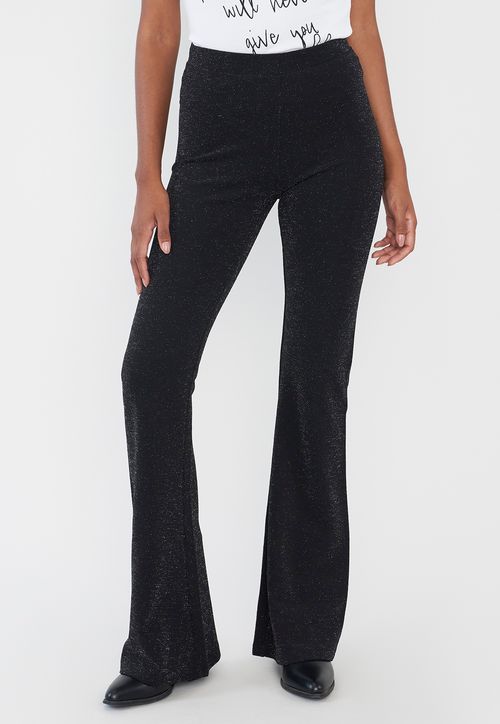 Calza Mujer Flare Fit Brillos Negro