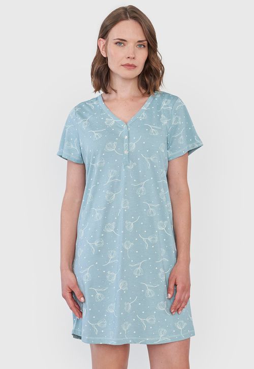 Camisa de Dormir Mujer Manga Corta Verde