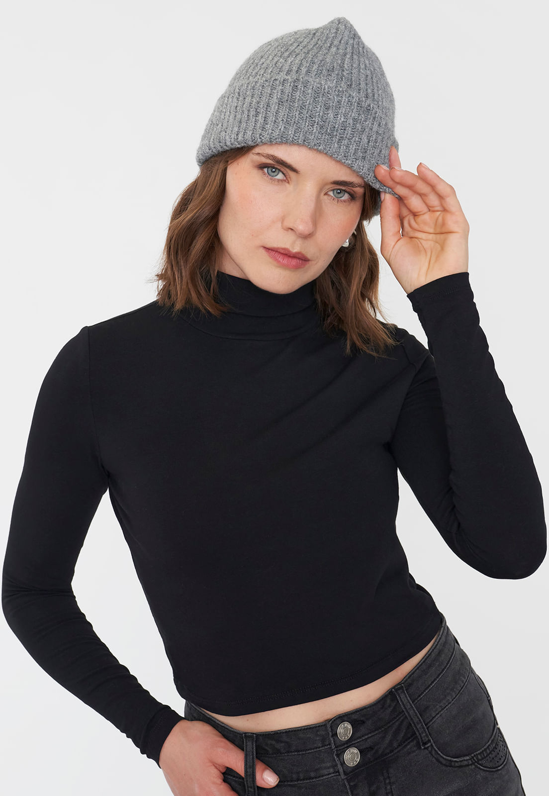 Gorro Mujer Lana Gris Melange
