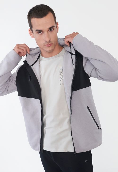 Polerón Hombre Deportivo Cierres Zipper Gris