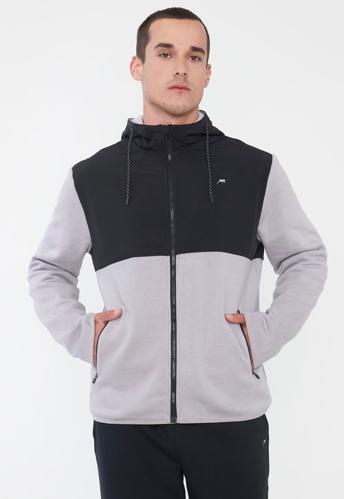 Polerón Hombre Deportivo Cierres Zipper Gris