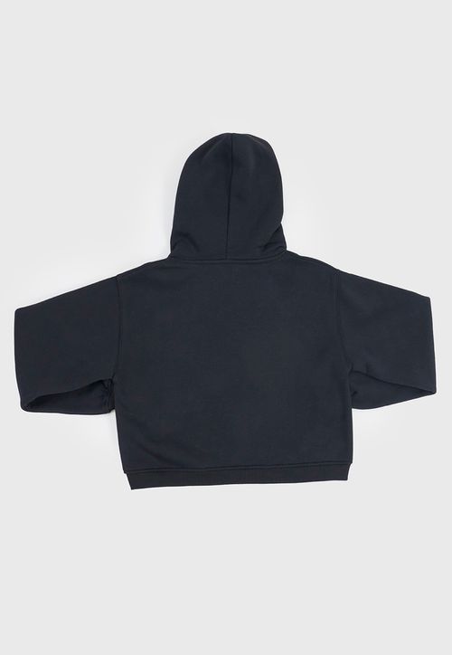 Poleron Niña Teen Crop Patch Sporty Negro