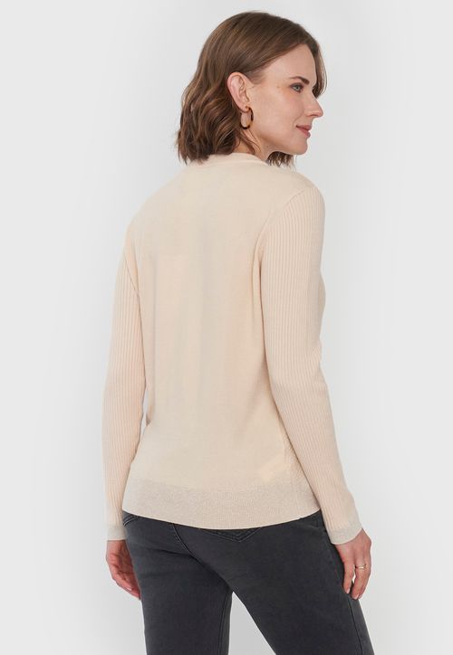 Sweater Mujer Cerrado Trenzado Ecru