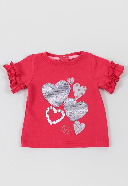 Polera Bebé Niña Manga Corta Core Fucsia