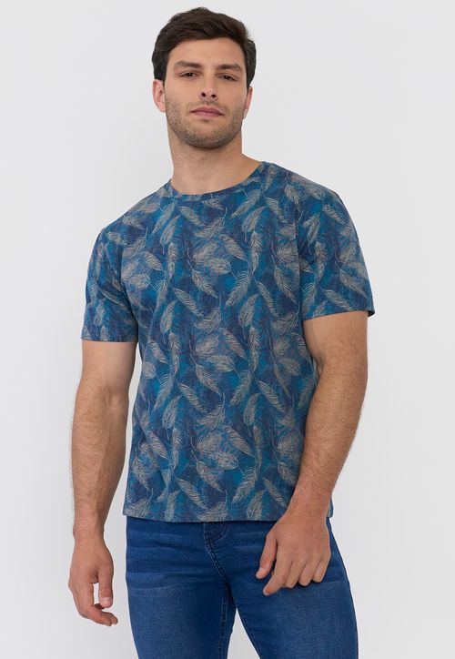 Polera Hombre Full Print Color Navy