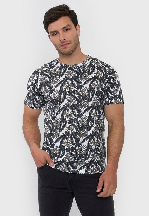 Polera Hombre Full Print Color Blanco