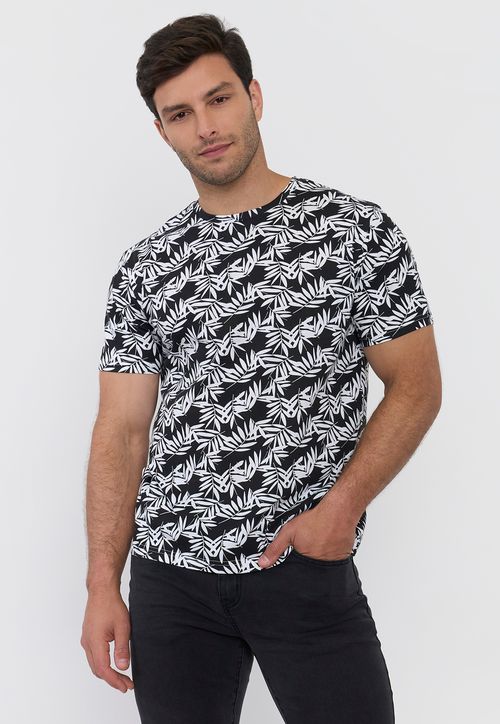 Polera Hombre Full Print I Color Negro