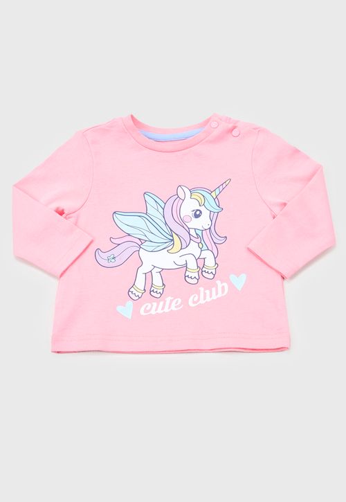 Polera Bebe Niña Manga Larga Focal Rosado