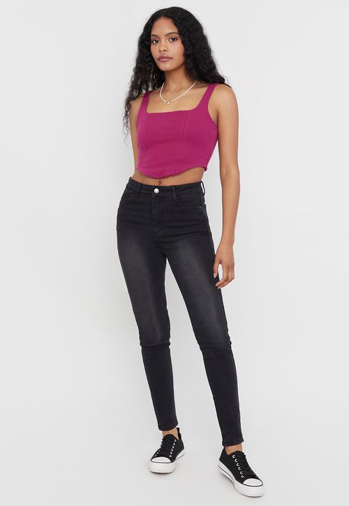 Jeans Mujer Skinny Básico Push Up  Negro