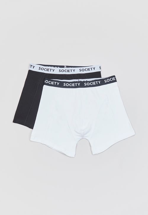 Bóxer Hombre Bipack Negro/Blanco Liso