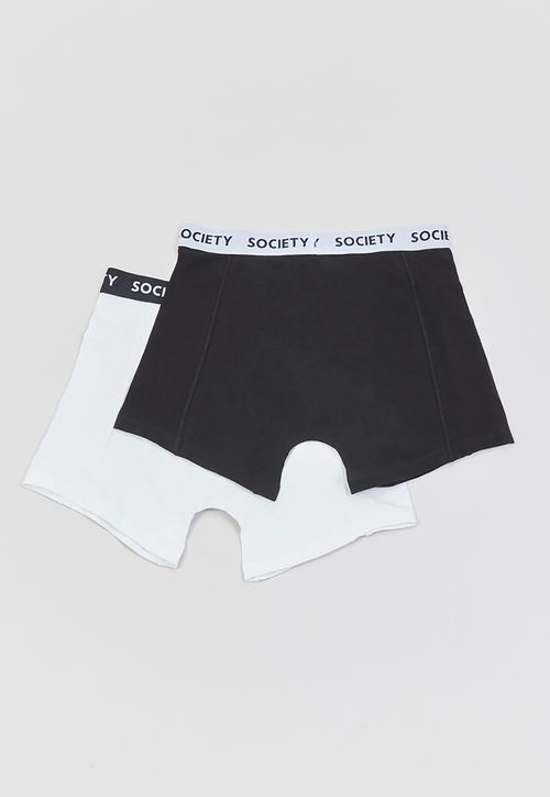 Bóxer Hombre Bipack Negro/Blanco Liso