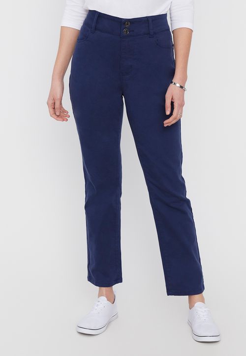 Jeans Mujer Color 2 Botones Push Up  Navy