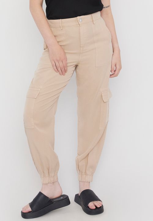 Pantalón Mujer Jogger Cargo Beige