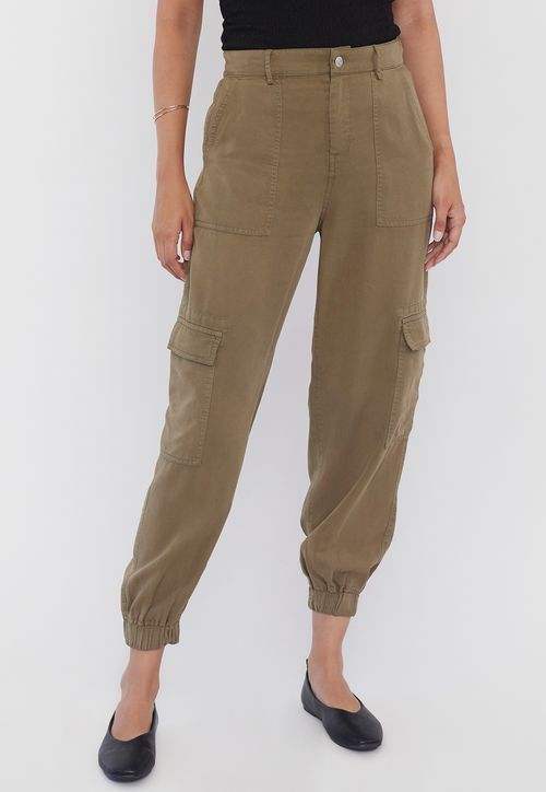 Pantalón Mujer Jogger Cargo Verde Oliva