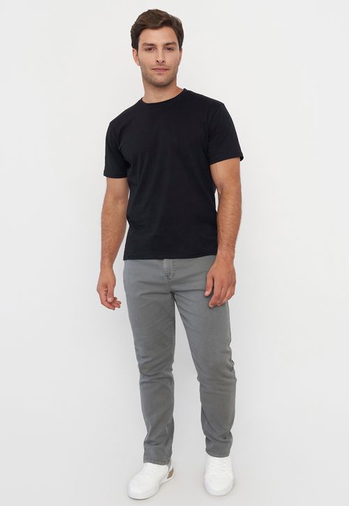 Pantalón Hombre Slim Fit Liso 5 Pocket Gris