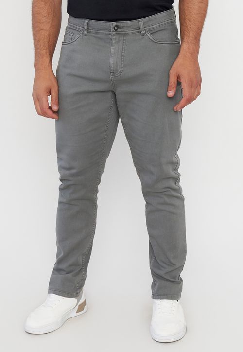 Pantalón Hombre Slim Fit Liso 5 Pocket Gris