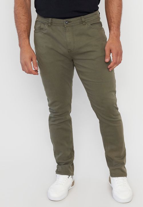 Pantalón Hombre Slim Fit Liso 5 Pocket Militar