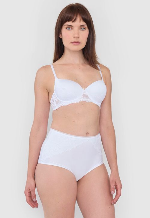 Calzón Mujer Microfibra Alto Laser Cut Blanco