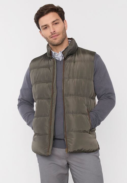 Parka Hombre S/M Cuello Suede Musgo