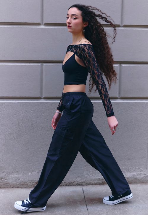 Pantalón Mujer Negro Parachute