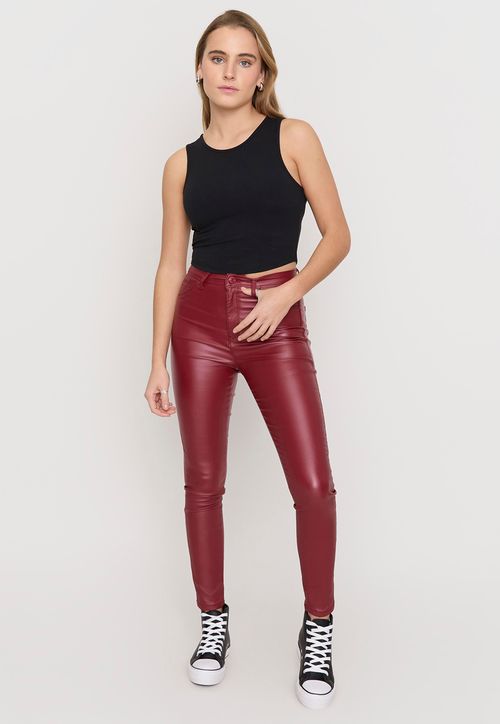Pantalón Mujer Skinny Engomado Rojo