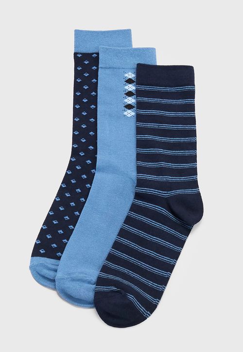 Calcetines Hombre Tripack Print Mix Navy