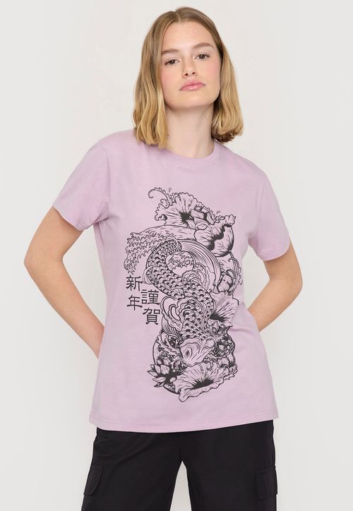 Polera Mujer Fun Oversize Rosado Acid Wash