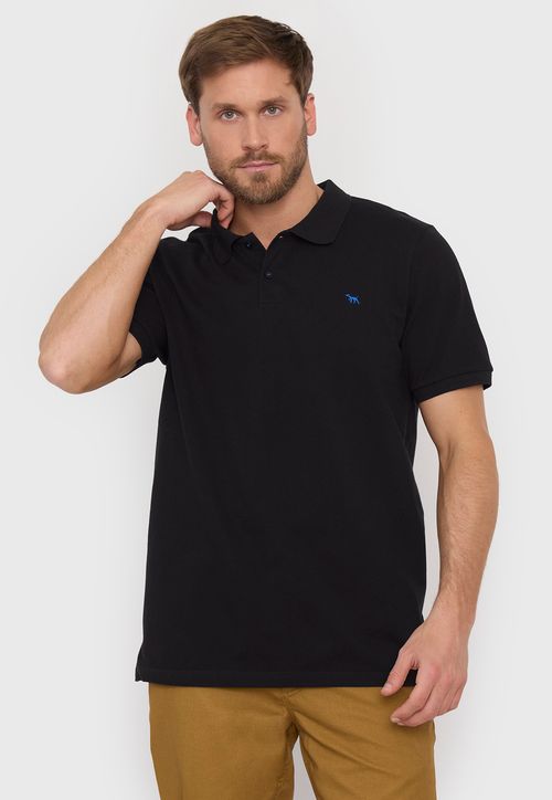 Polera Hombre Lisa Piqué Negro