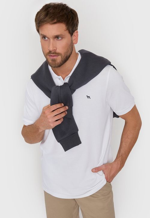 Polera Hombre Lisa Piqué Blanco