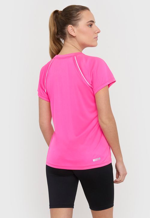 Polera Mujer Deportiva Fucsia V-Neck